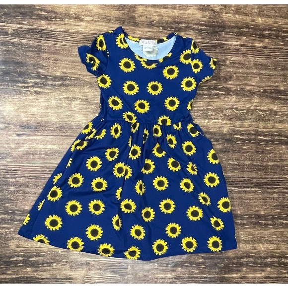 Emma and Elsa Sunflower Dress w/pockets size 4 - Picture 1 of 3